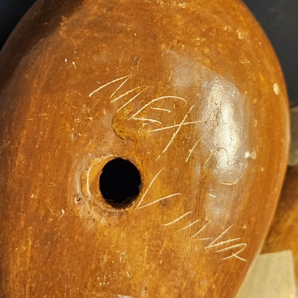 VTG Tonala Mexican Folk Art Burnished Etched Clay Pottery Duck Bird Figurine - Picture 9 of 11